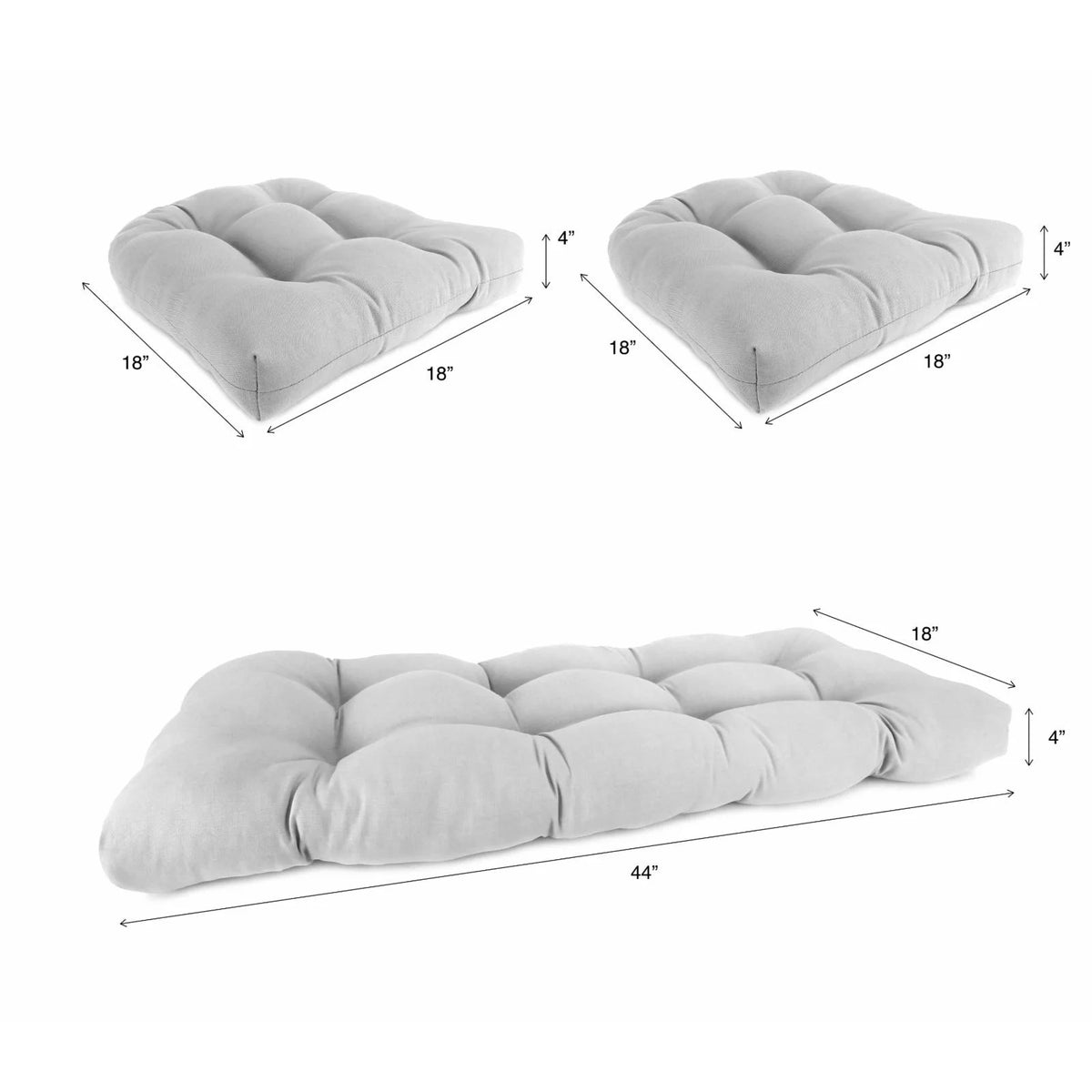 3-Piece Tufted Outdoor Cushion Set with Bench Cushion and 2 Seat Cushions H1727