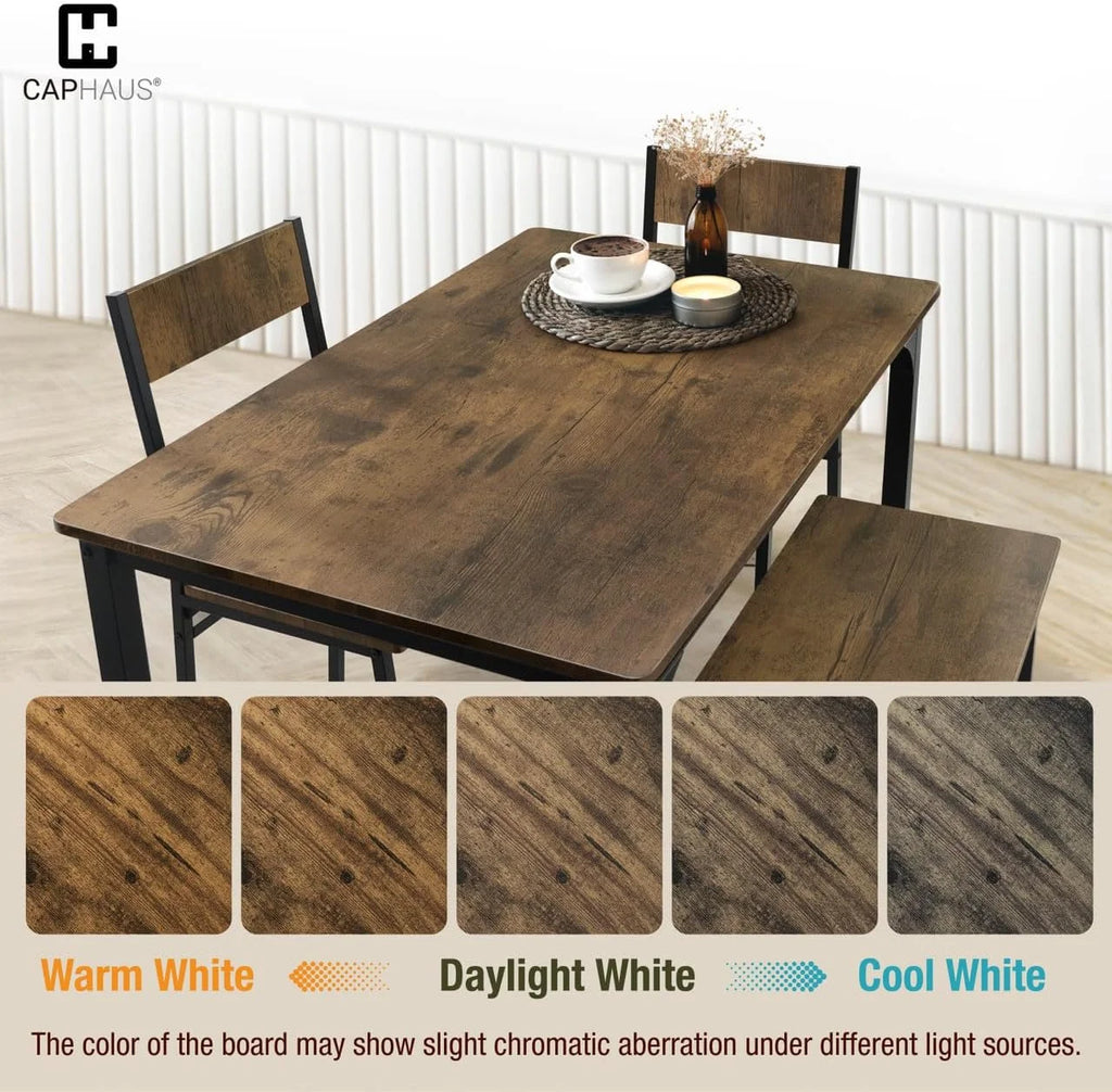 4 Pieces Dining Table Set with Bench and Chairs Y268494