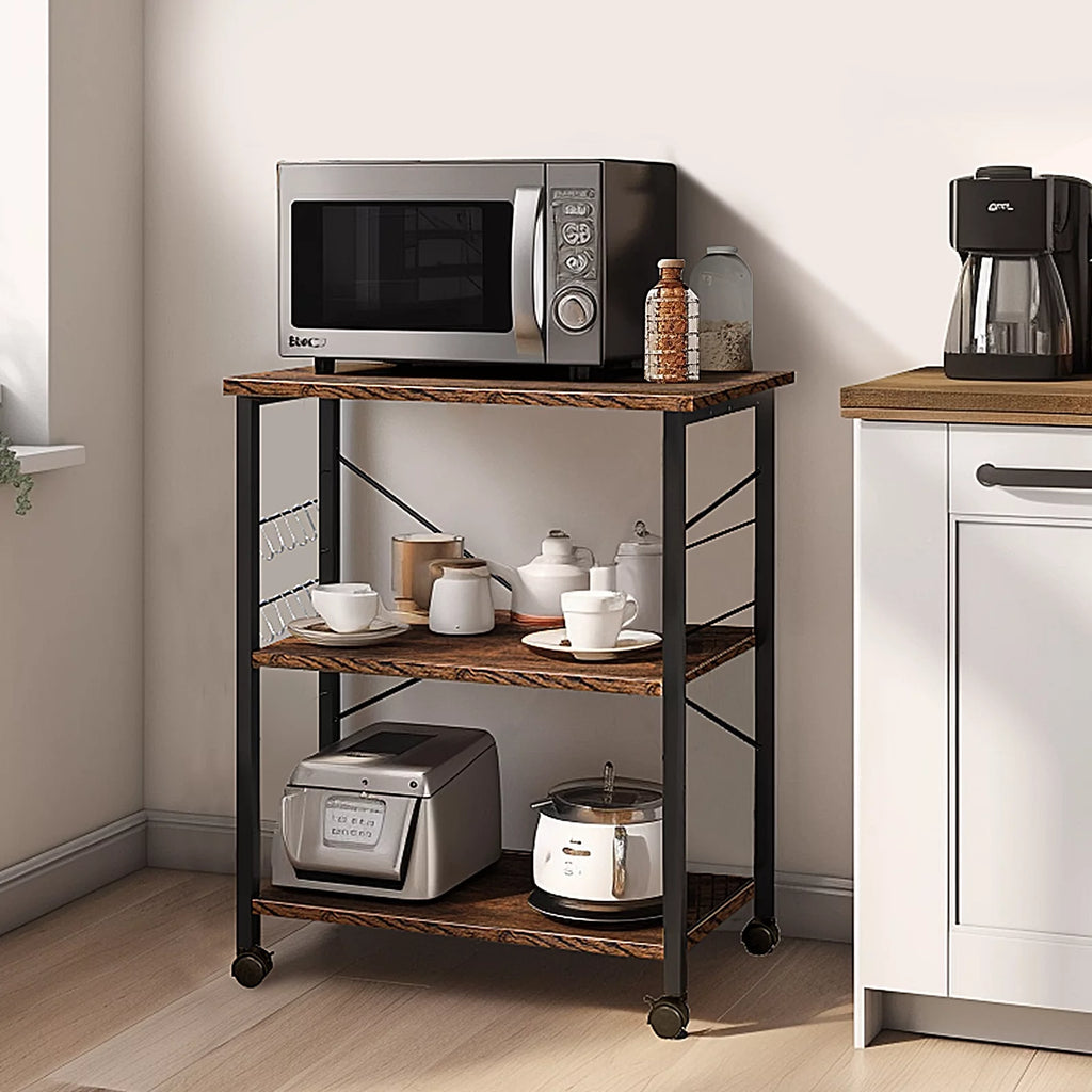 3-Tier Rolling Kitchen Cart with Metal Frame D119293