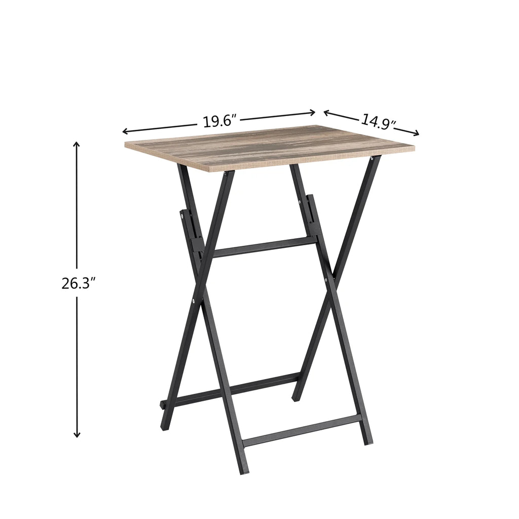 Folding Tray Side Table, Rustic Brown and Black B216