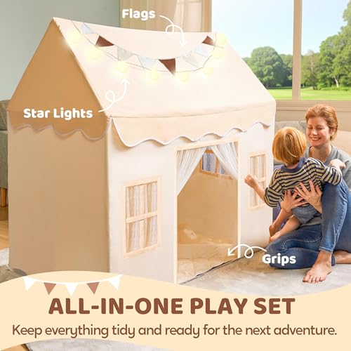 Play Tent with Blanket, LED Lights & Flags, 51*35*52 Inch G468