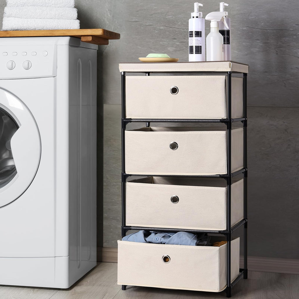4 Drawer Fabric Storage Nightstand Y69768