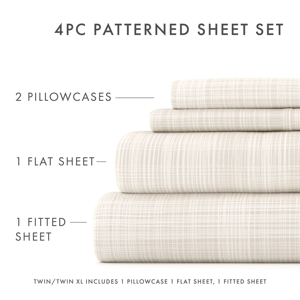 4 Piece Pattern Microfiber Bed Sheets Set California King S680