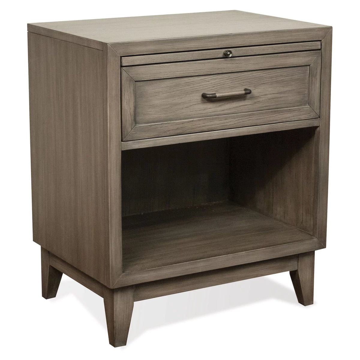Gray Wash Wood One-Drawer Nightstand O7032