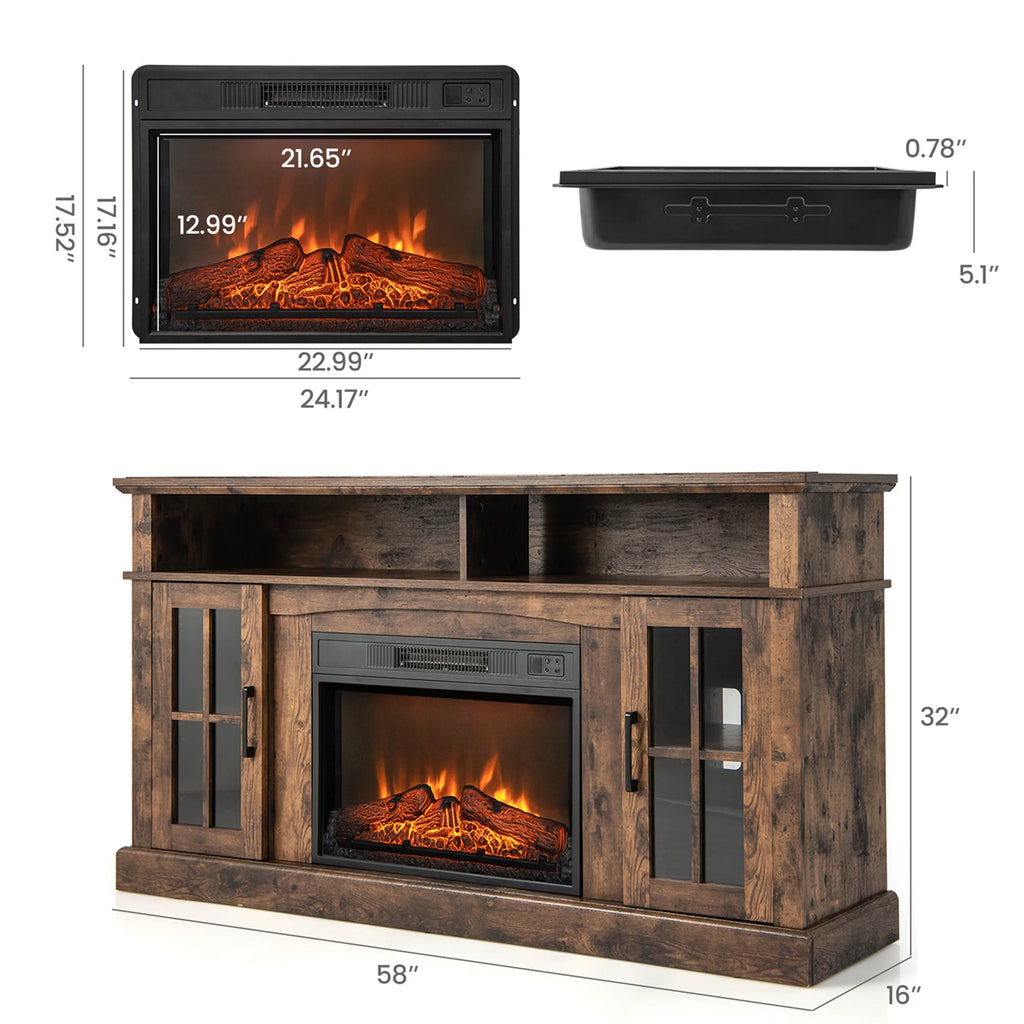 58'' Fireplace TV Stand with 1400W Electric Fireplace B209655