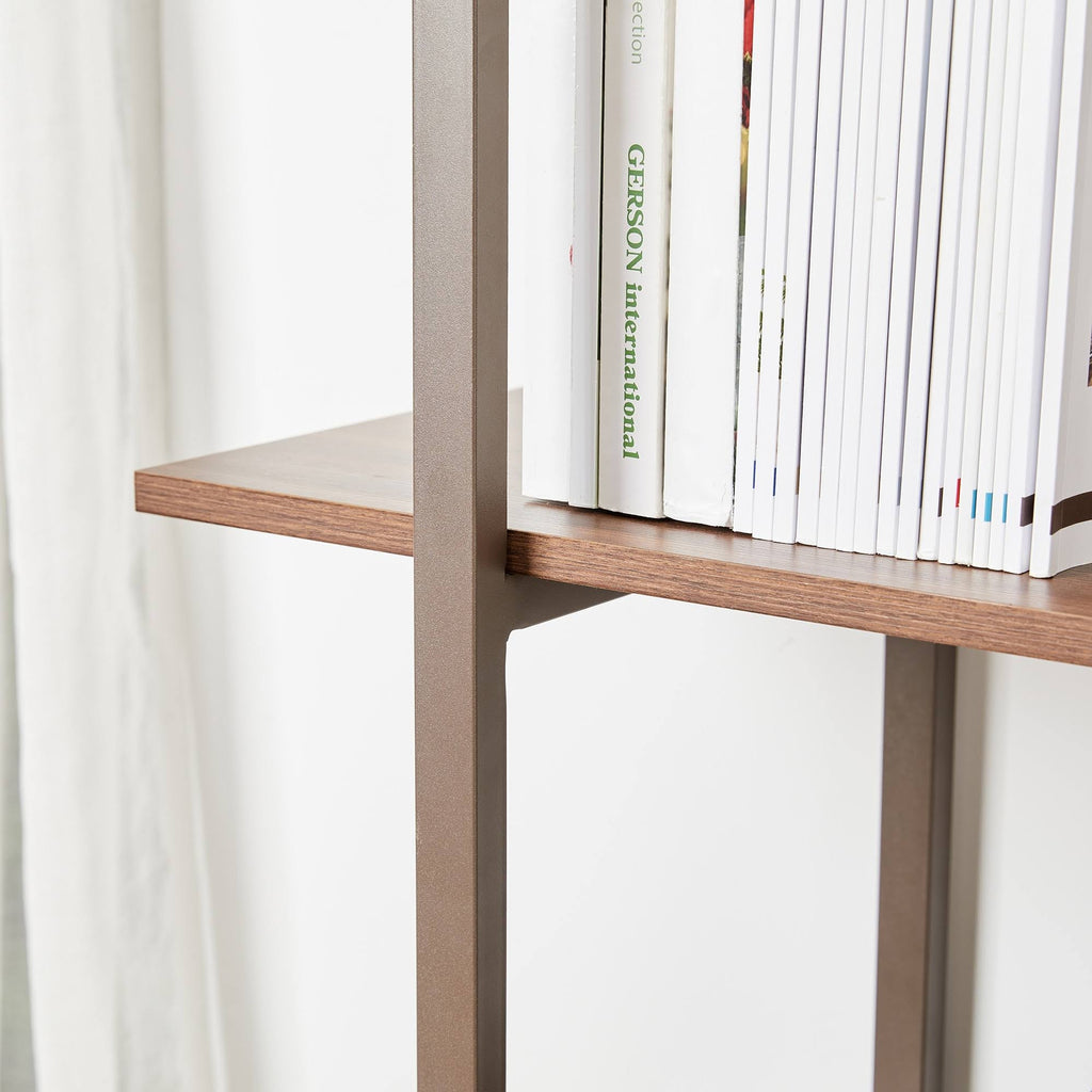 Black Wood Metal 3-Tier Bookcase U141211