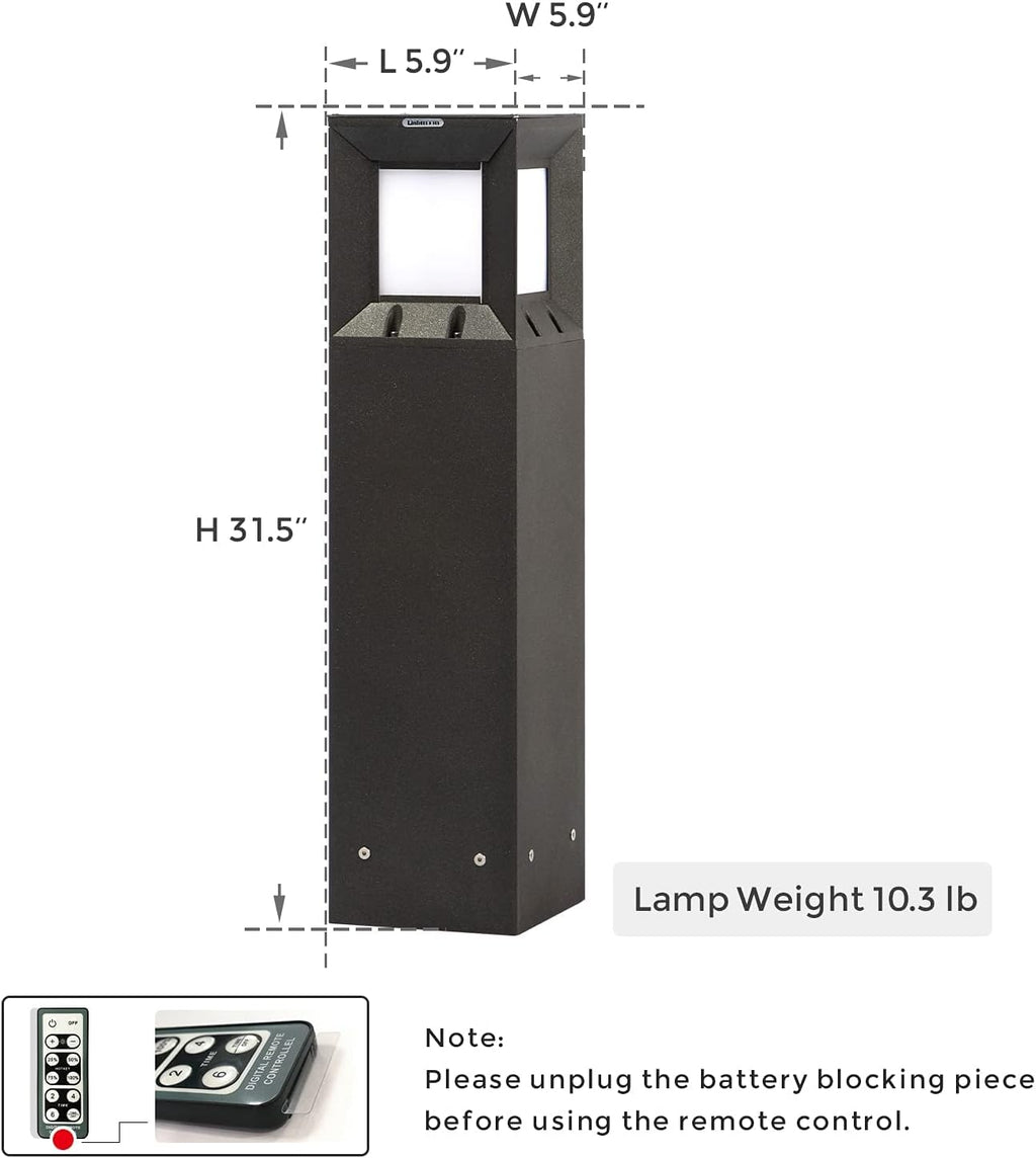 Solar IP54 Waterproof 3000K LED 32 Inches Outdoor Bollard Path Light G4983