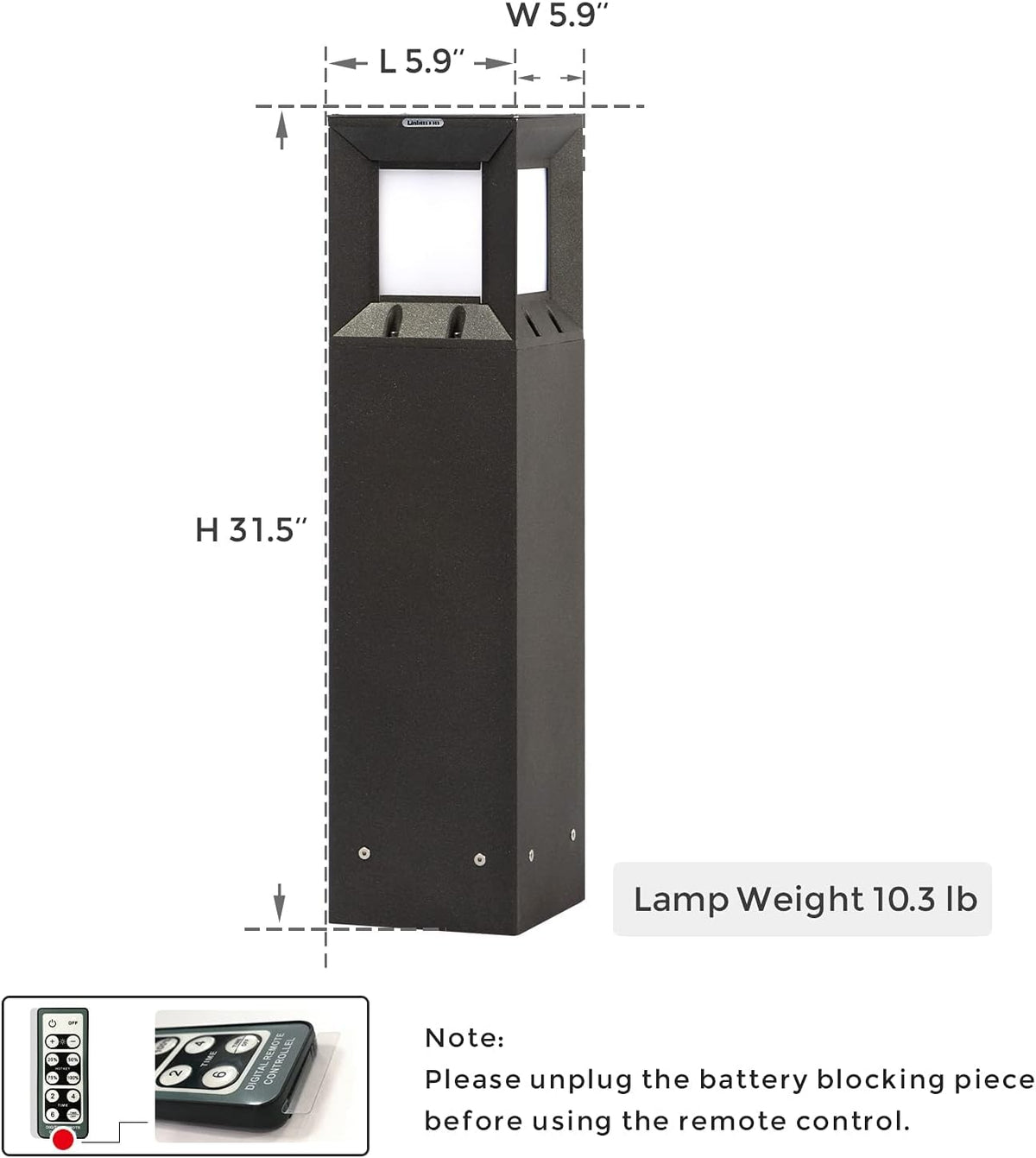 Solar IP54 Waterproof 3000K LED 32 Inches Outdoor Bollard Path Light G4983