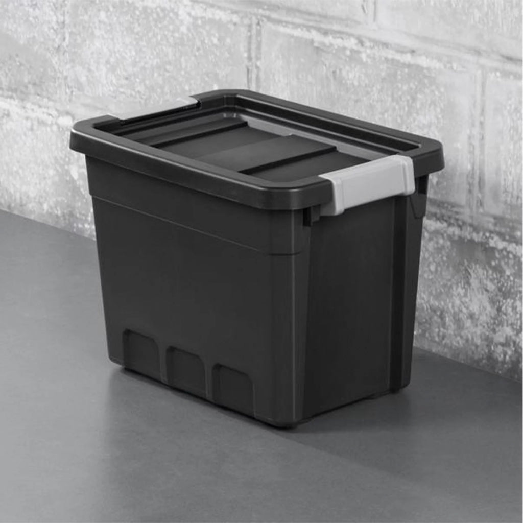 7.5 Gallon Storage Totes with Latch Lids, Black 6 Pack I19977