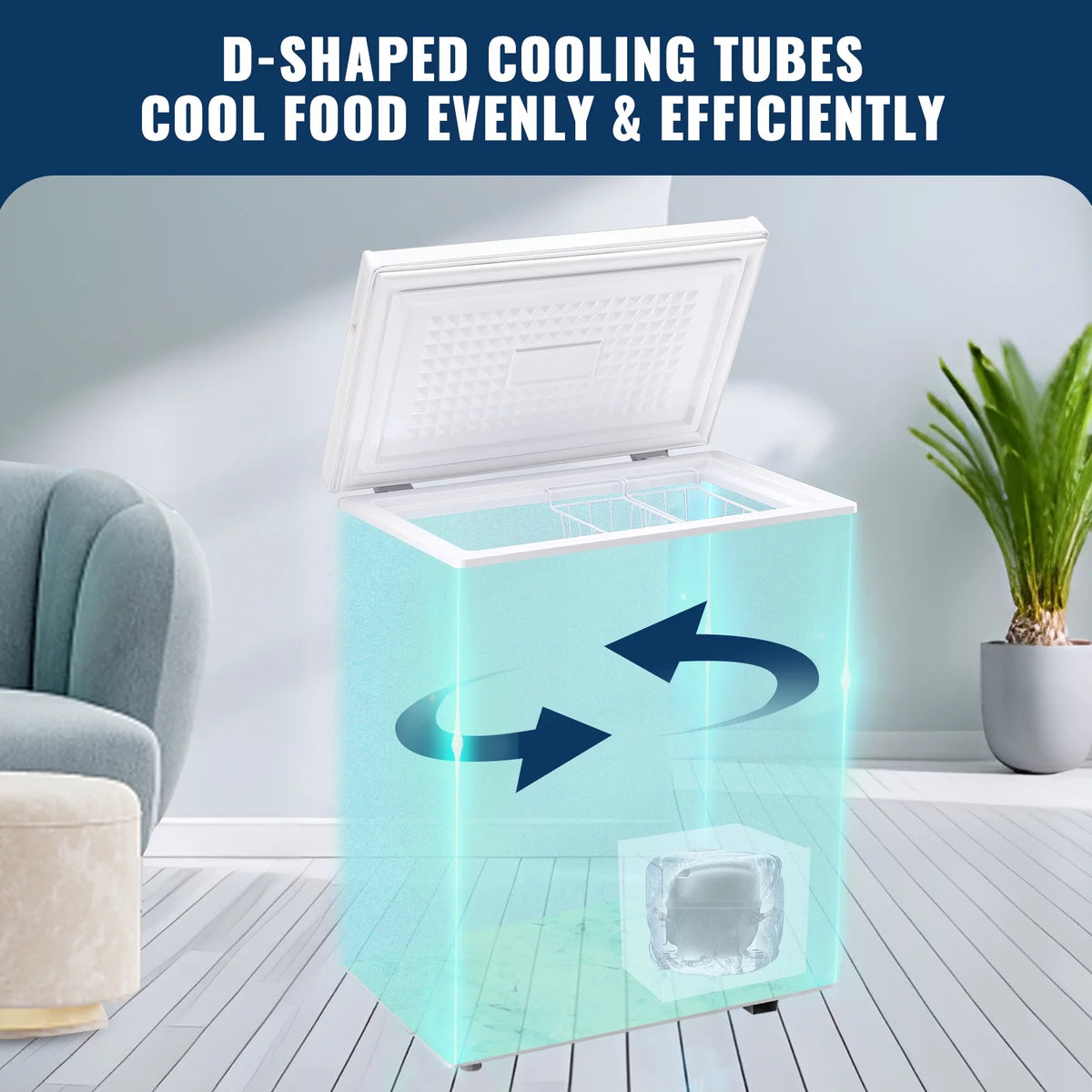 White Chest Freezer with Two Storage Baskets U5553