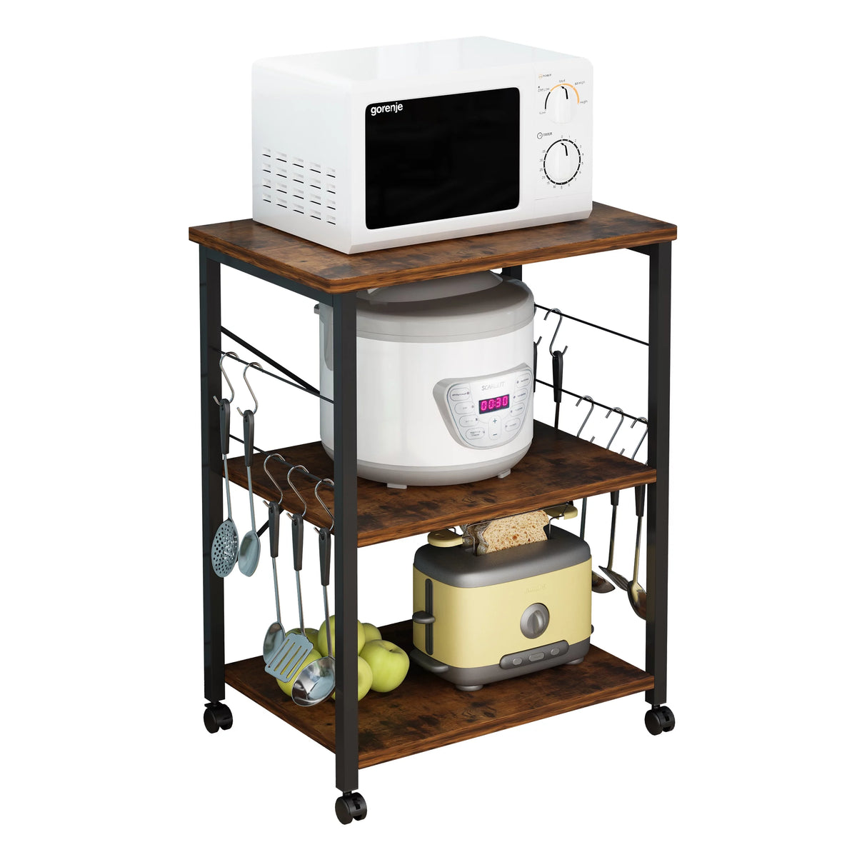 3-Tier Rolling Kitchen Cart with Metal Frame D119293