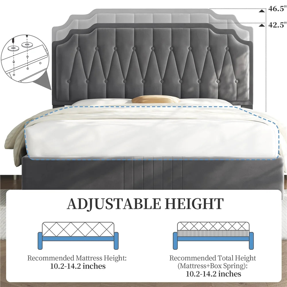 Queen Upholstered Bed with 4 Storage Drawers G951942