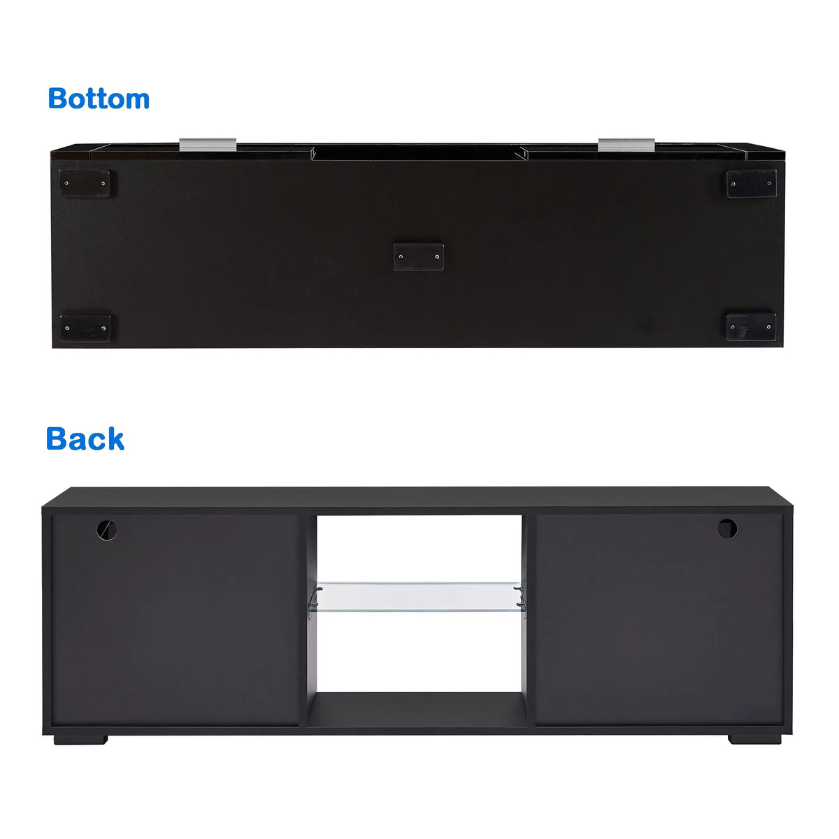 Black High Glossy TV Stand with LED Lights and Storage Shelves J88039