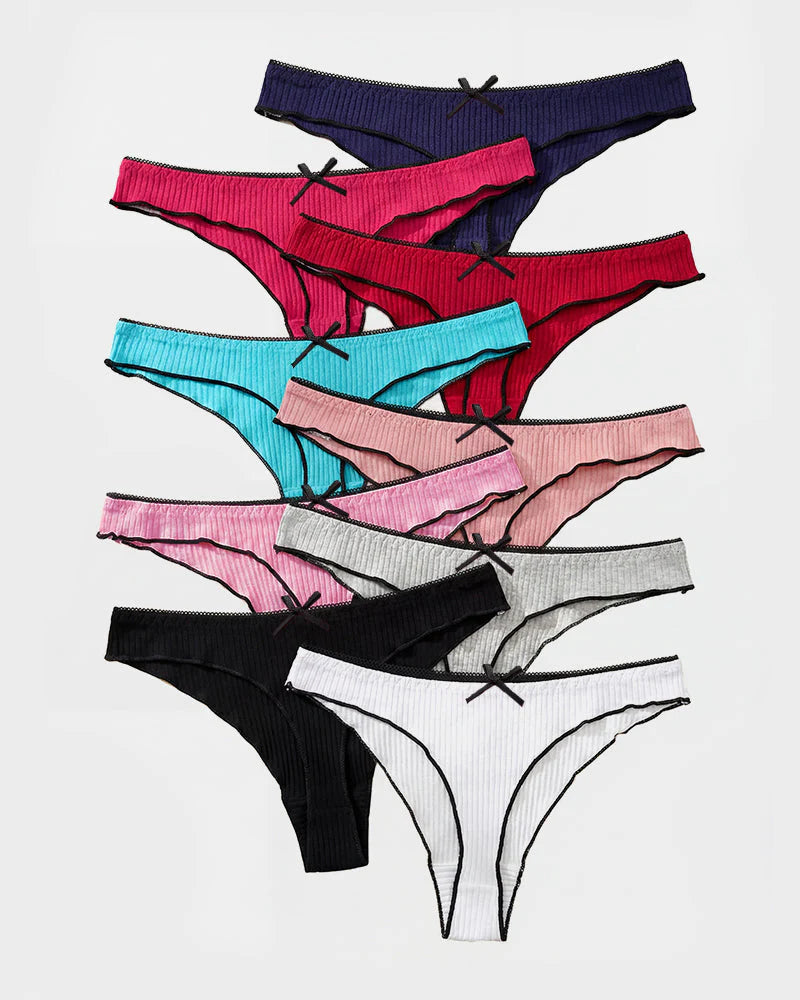 Women's Low Waist Thong 9 Pack Cotton F3023