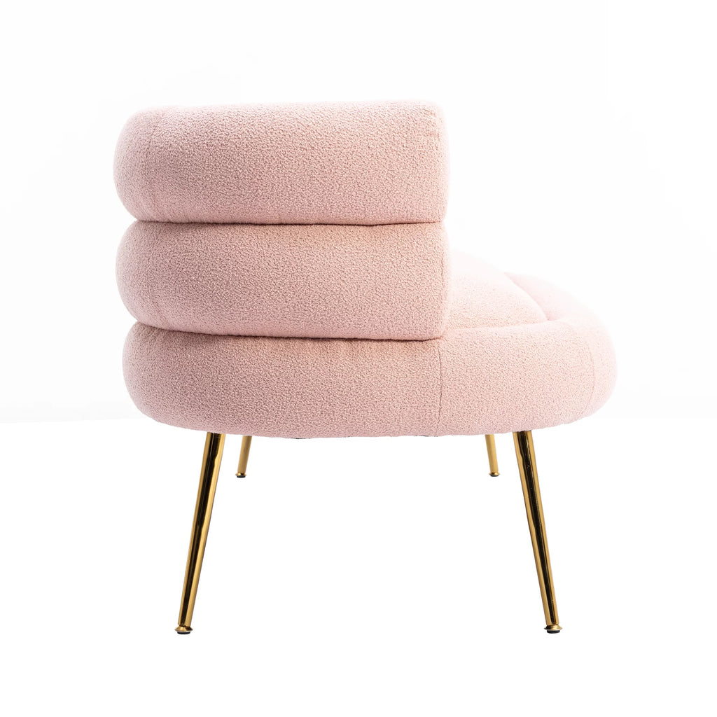 Pink Polyester Upholstered Wingback Accent Chair with Metal Legs X24188