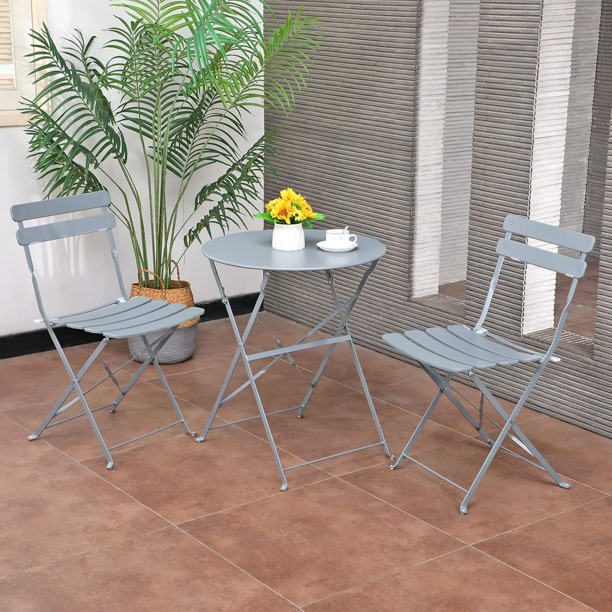 3-Piece Steel Patio Bistro Set Navy Blue Z3538