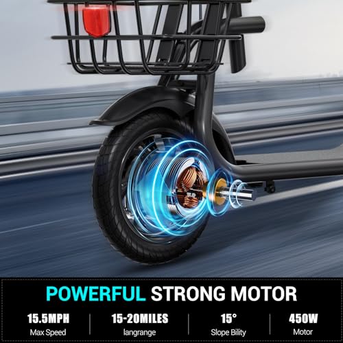 Electric Scooter with Seat and Basket, 850W Peak Motor, 25 Miles Range, 14" Tire Q194