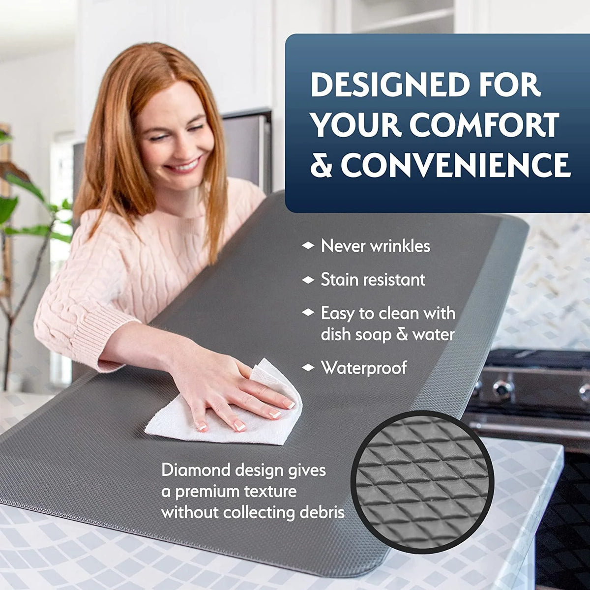Anti Fatigue Cushioned 3/4 Inch Black Floor Mat V2517