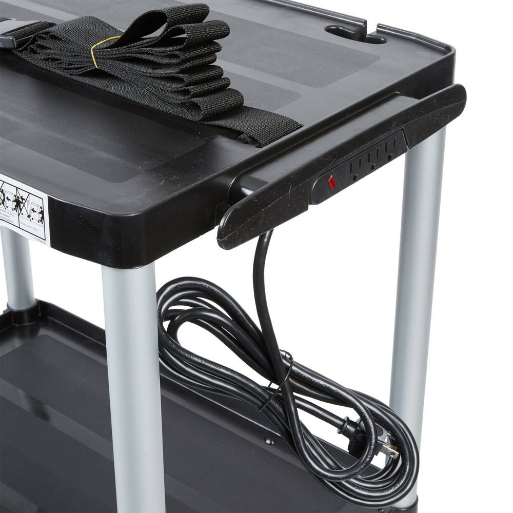 Black Three-Shelf AV Cart with Cabinet W6661