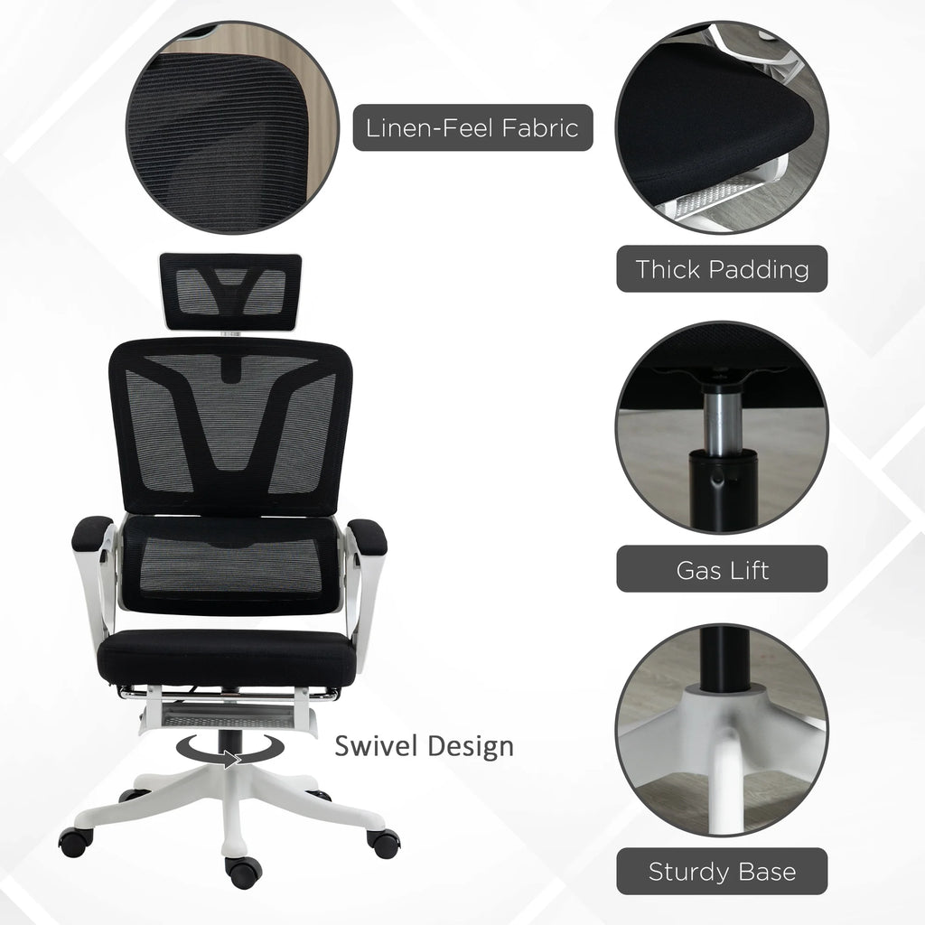 Black Home Office Chair with Adjustable Headrest and Lumbar Support J83426