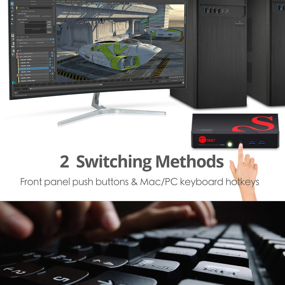 4K DisplayPort 2 Port KVM Switch with Audio and Microphone Q339