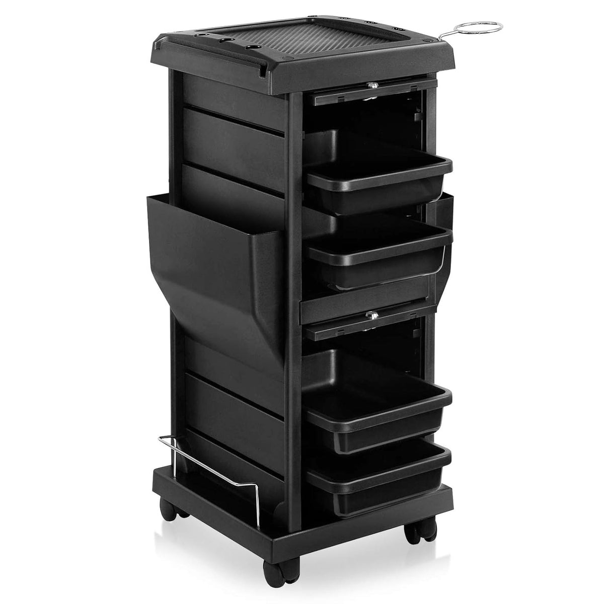 Black Rolling Trolley Cart with Pockets J9815