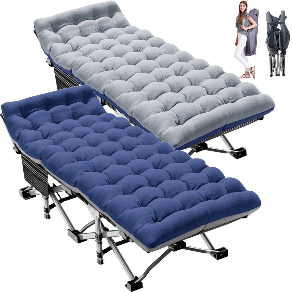 2 Pack Folding Camping Cot with Mattress and Carry Bag G4994