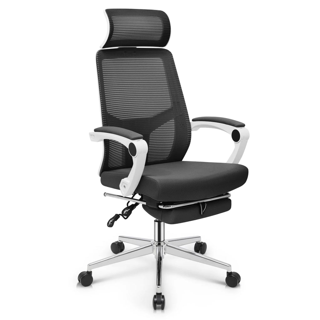Black Ergonomic High Back Mesh Office Chair with Headrest & Footrest Y412936