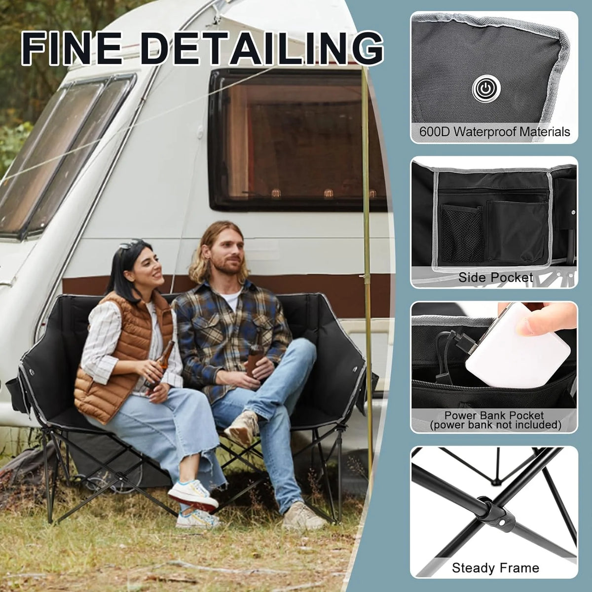 Oversized Heated Two Person Folding Camping Chair N6936