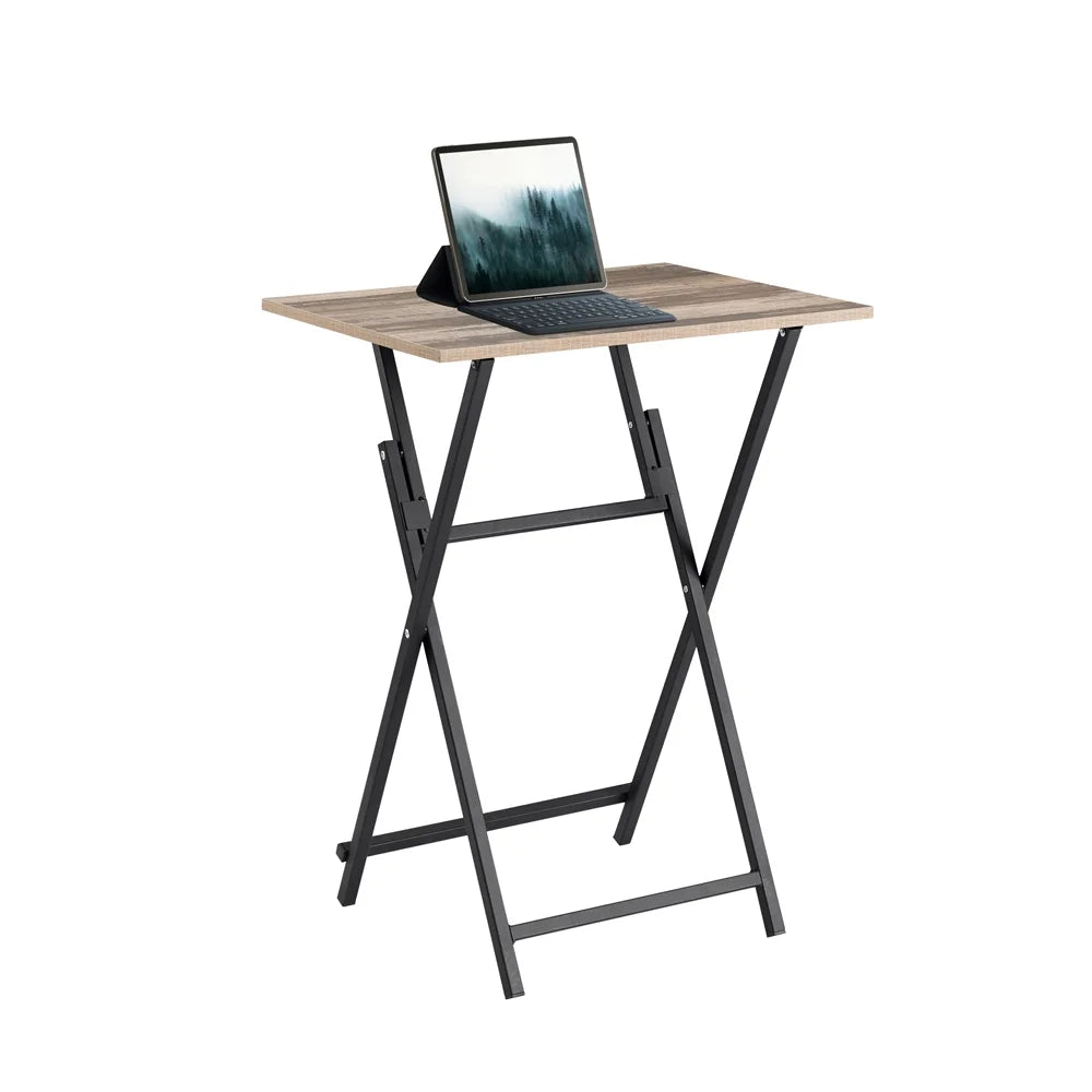 Folding Tray Side Table, Rustic Brown and Black B216