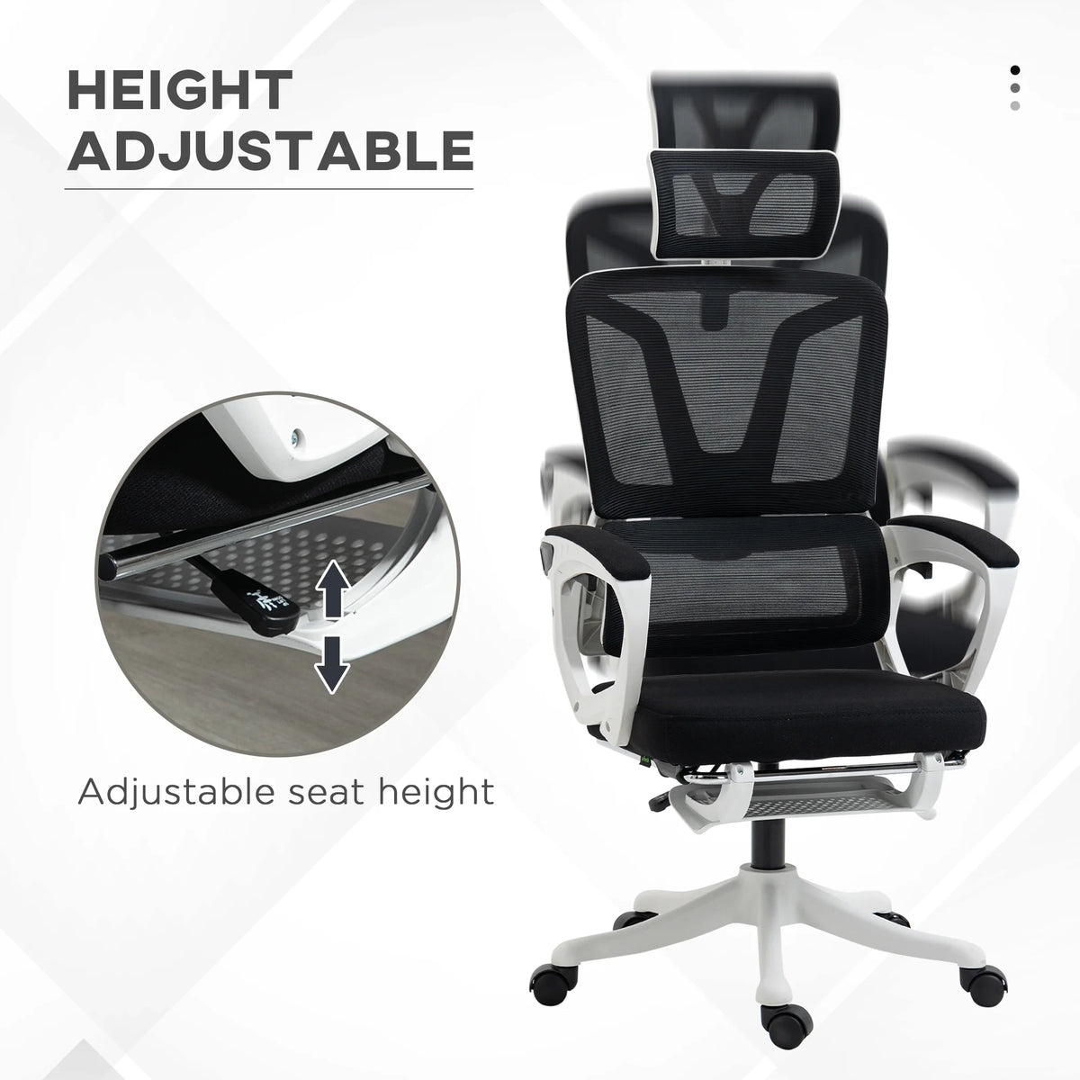 Black Home Office Chair with Adjustable Headrest and Lumbar Support J83426