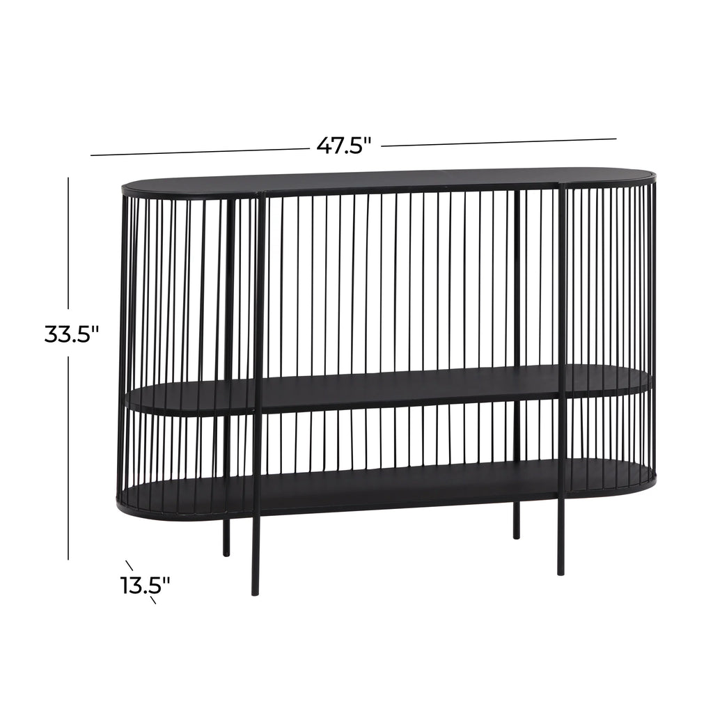 48" x 34" Black Metal 2 Shelf Console Table C67397
