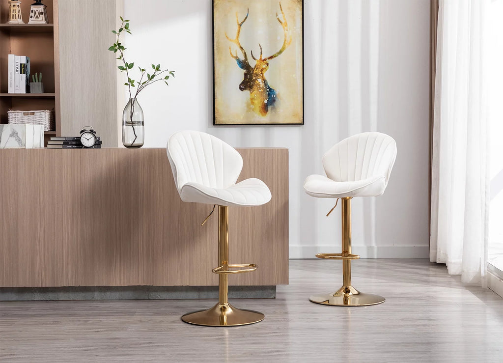 Velvet Upholstered Swivel Bar Stools Set of 2 C412824