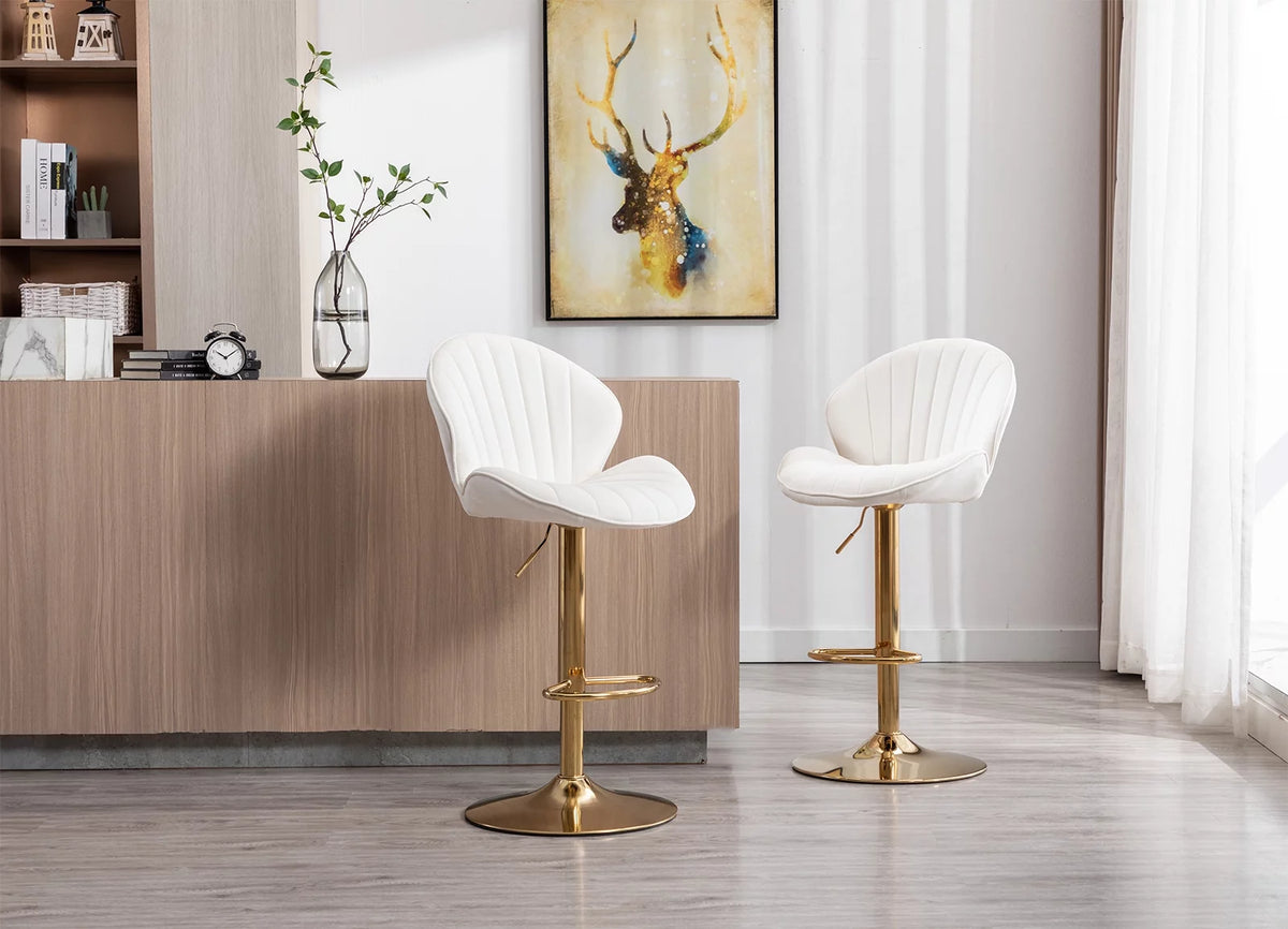 Velvet Upholstered Swivel Bar Stools Set of 2 C412824