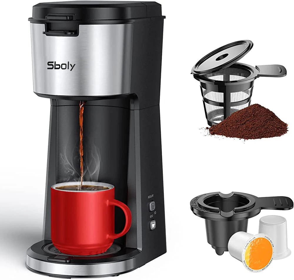 Single Serve Coffee Maker for K Cup & Ground Coffee, 6 to 14 oz Black A4488