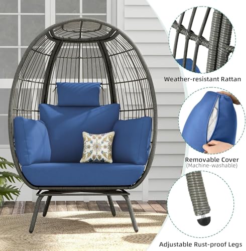 Oversized Wicker Egg Chair with Steel Frame Y144080