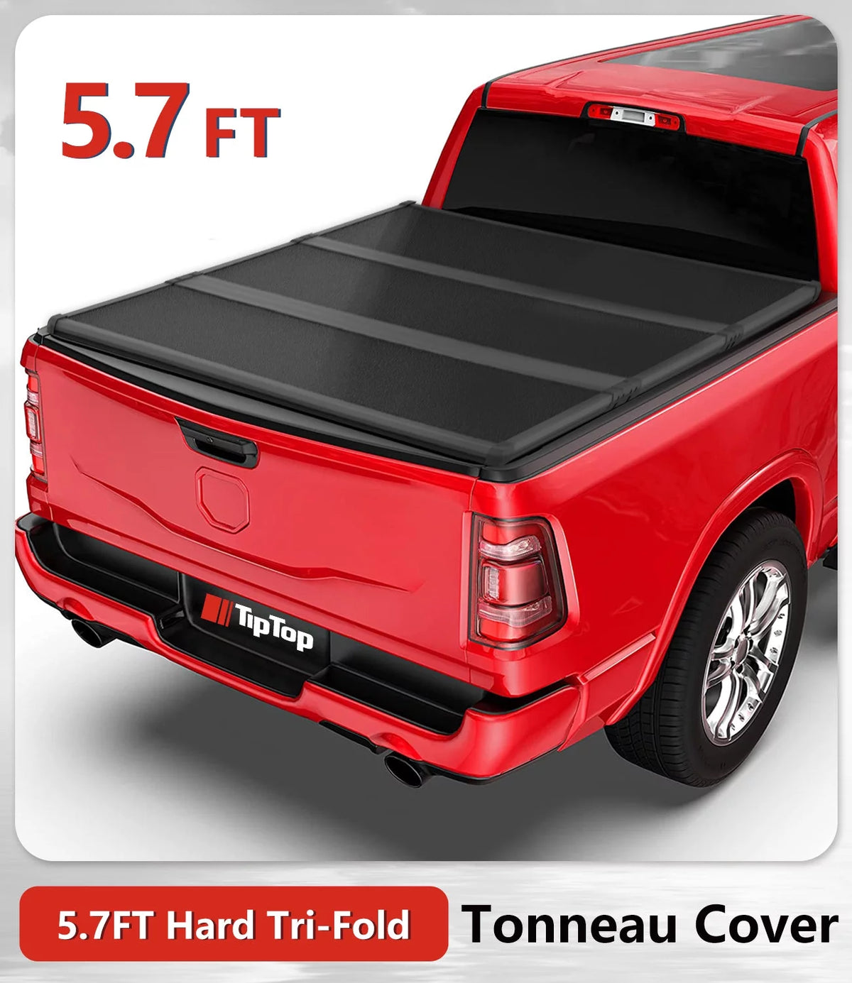 Tri-Fold Hard Tonneau Cover Truck Bed FRP On Top X4074
