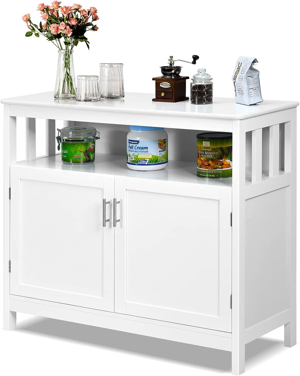 Black Wooden Kitchen Buffet Sideboard Cabinet P987