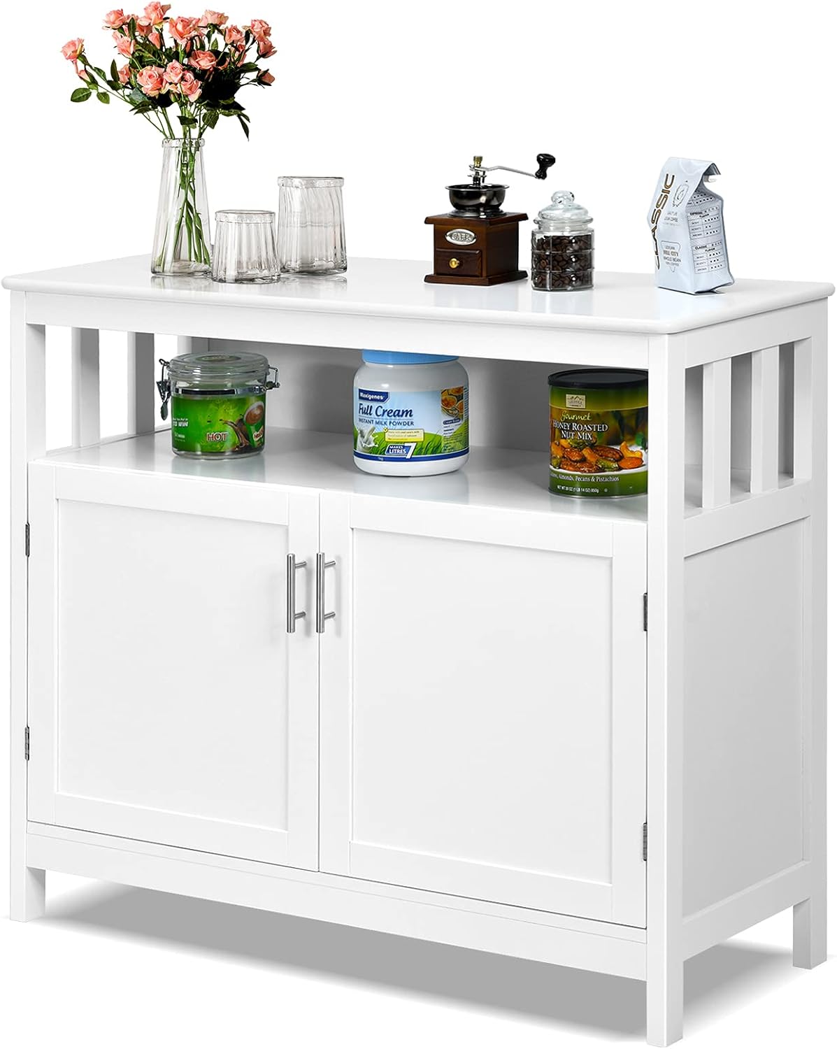 Black Wooden Kitchen Buffet Sideboard Cabinet P987