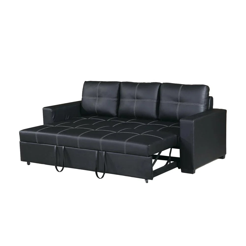 Faux Leather Convertible Sofa in Black H53966