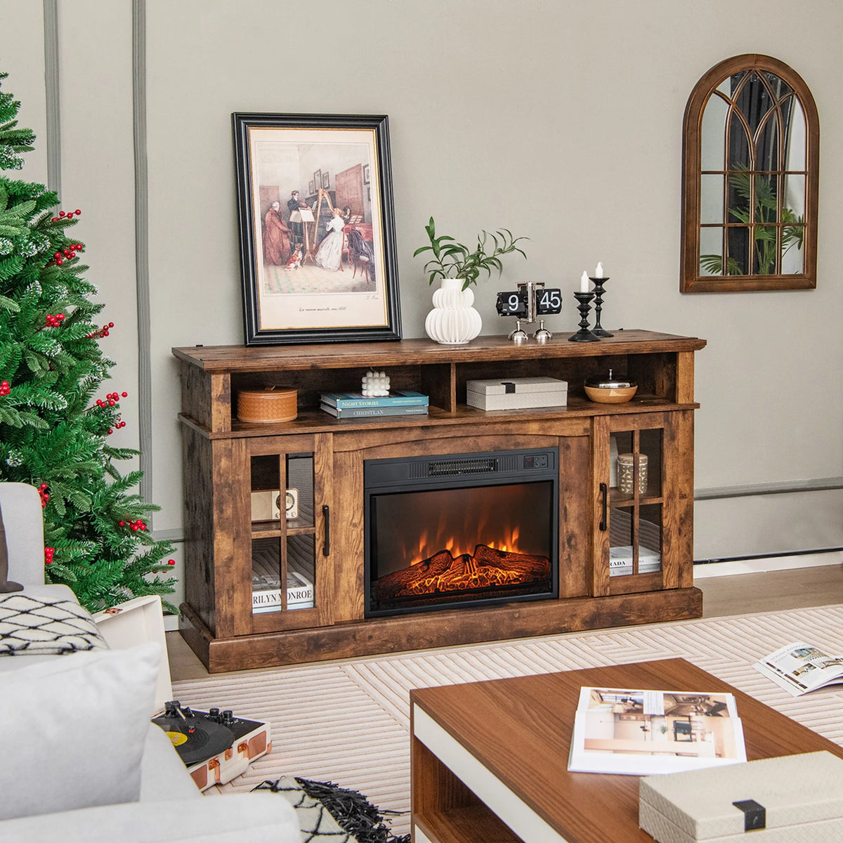58'' Fireplace TV Stand with 1400W Electric Fireplace B209655