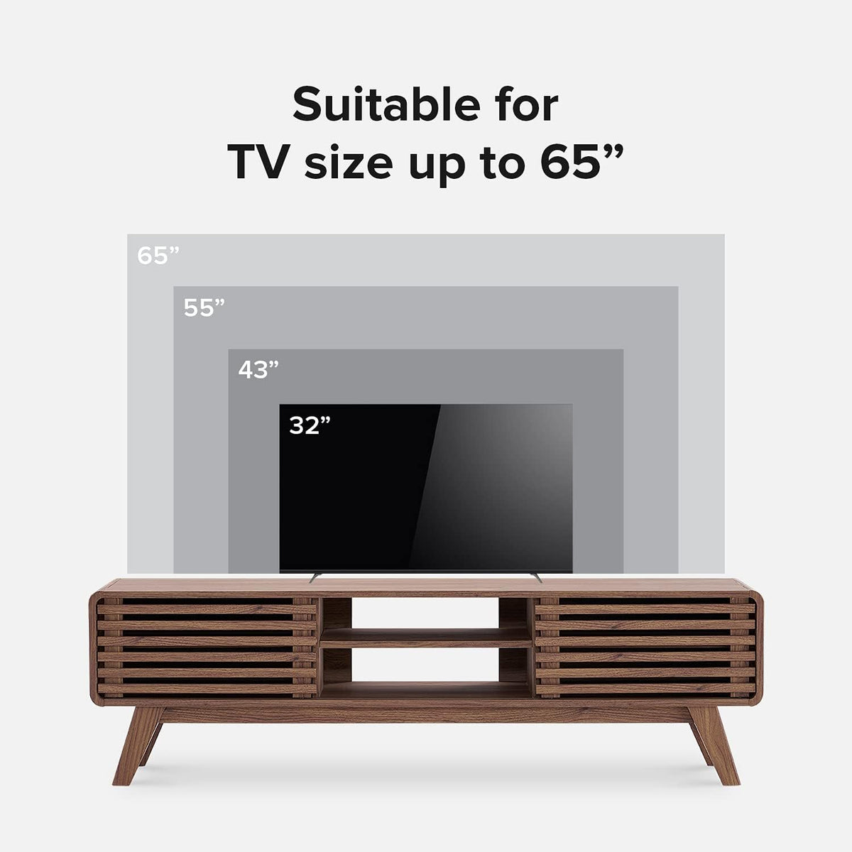 59 Scandinavian TV Stand with Slatted Door Q234548