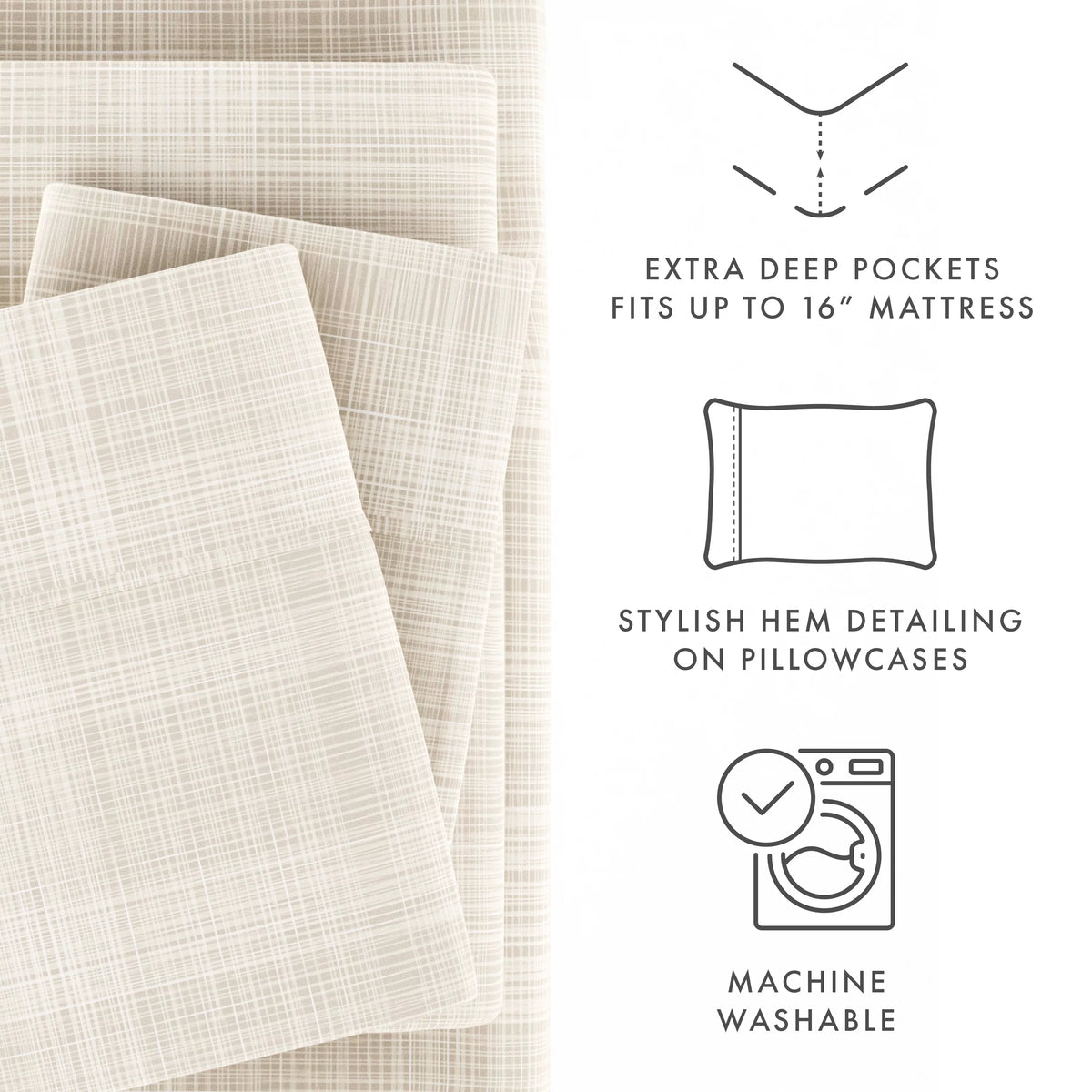 4 Piece Pattern Microfiber Bed Sheets Set California King S680