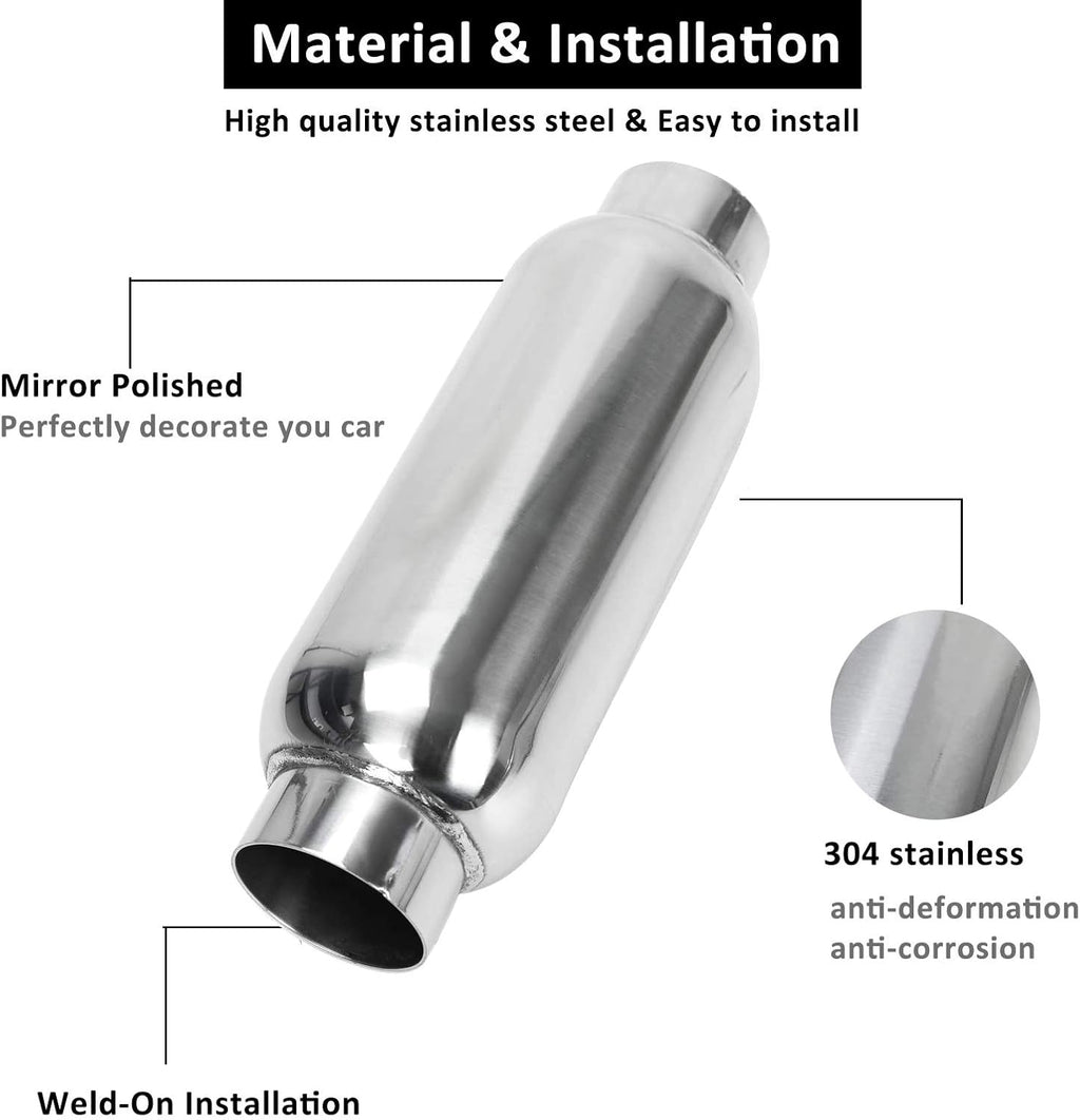 2.5 Inch Stainless Steel Weld-on Exhaust Muffler Pack of 2 Y106746