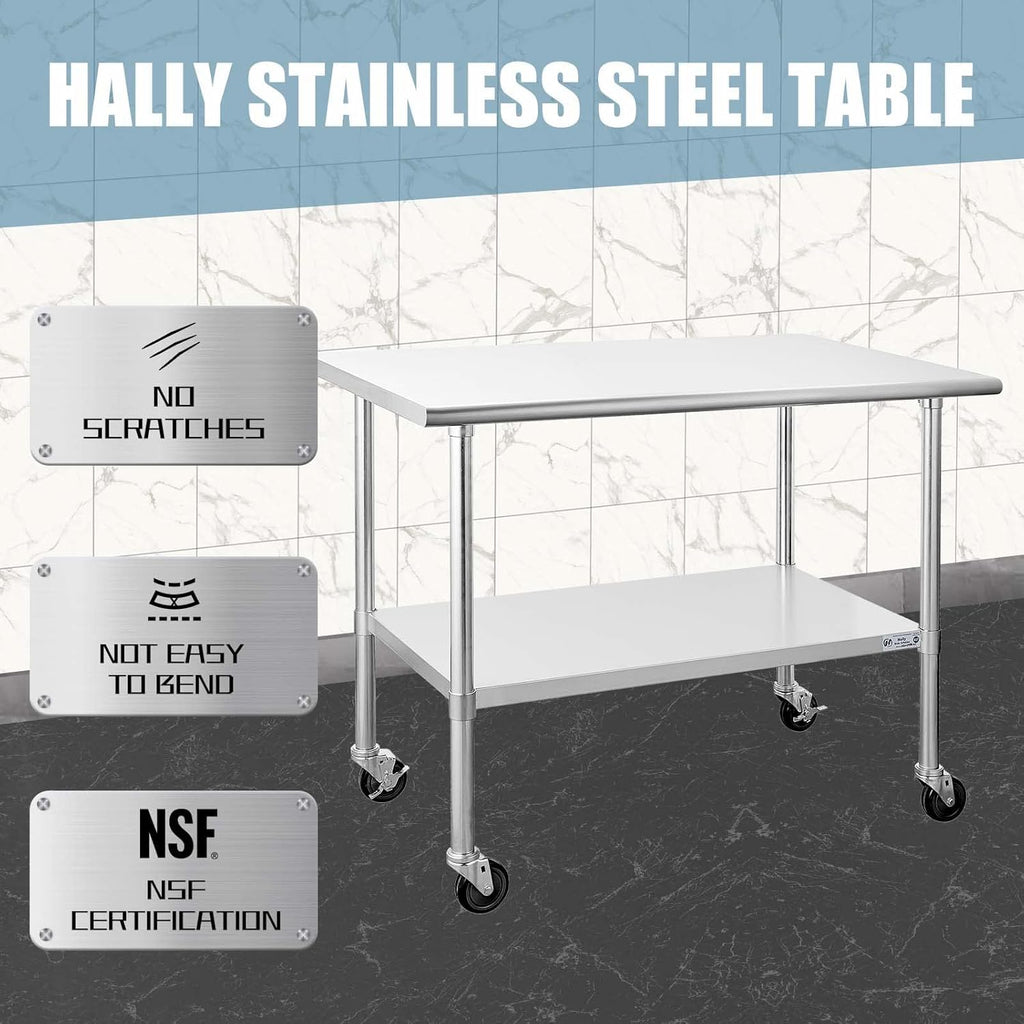 Stainless Steel Table 30 x 48 Inches with Caster Wheels X577361