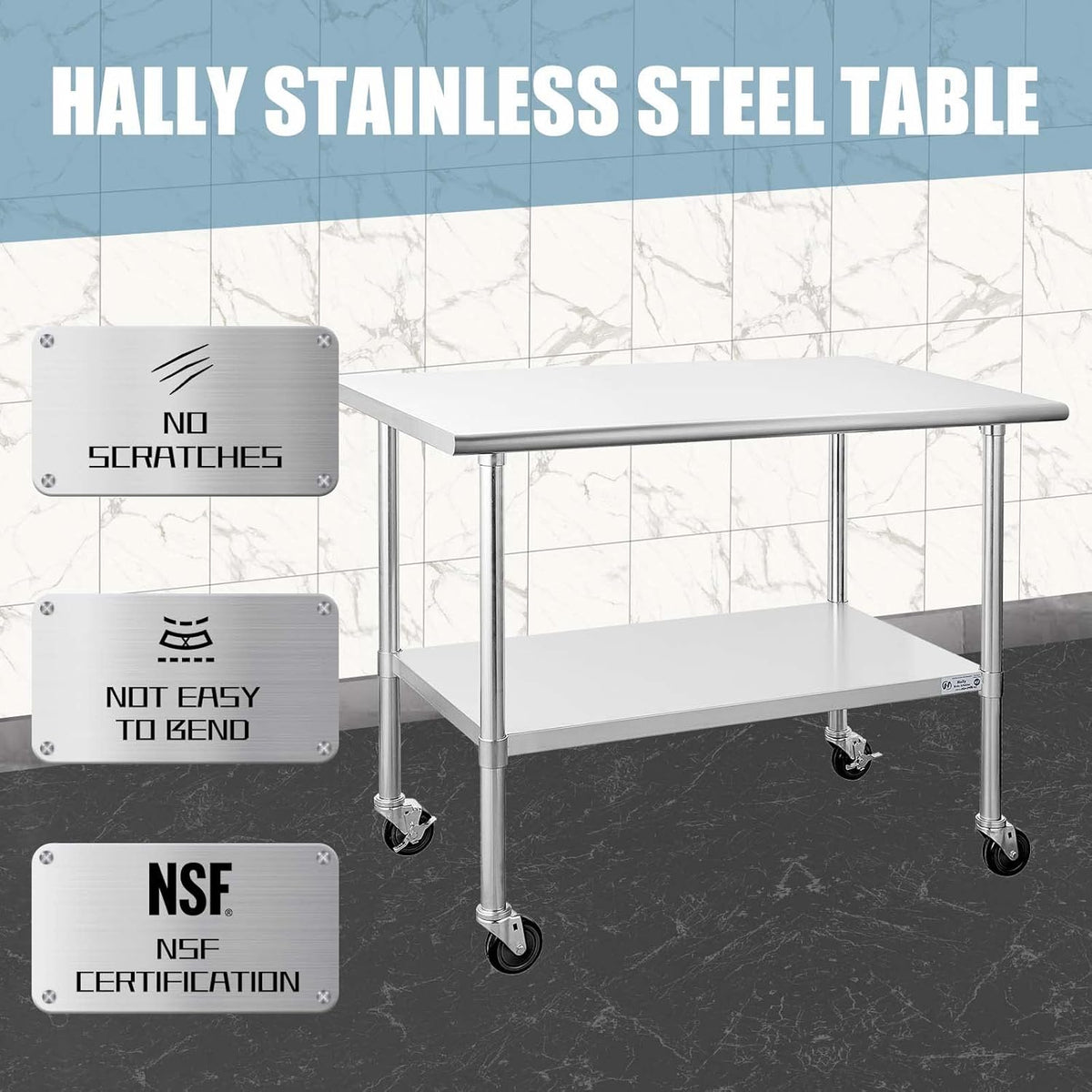 Stainless Steel Table 30 x 48 Inches with Caster Wheels X577361