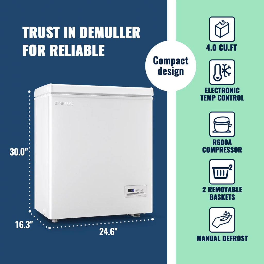 White Chest Freezer with Two Storage Baskets U5553