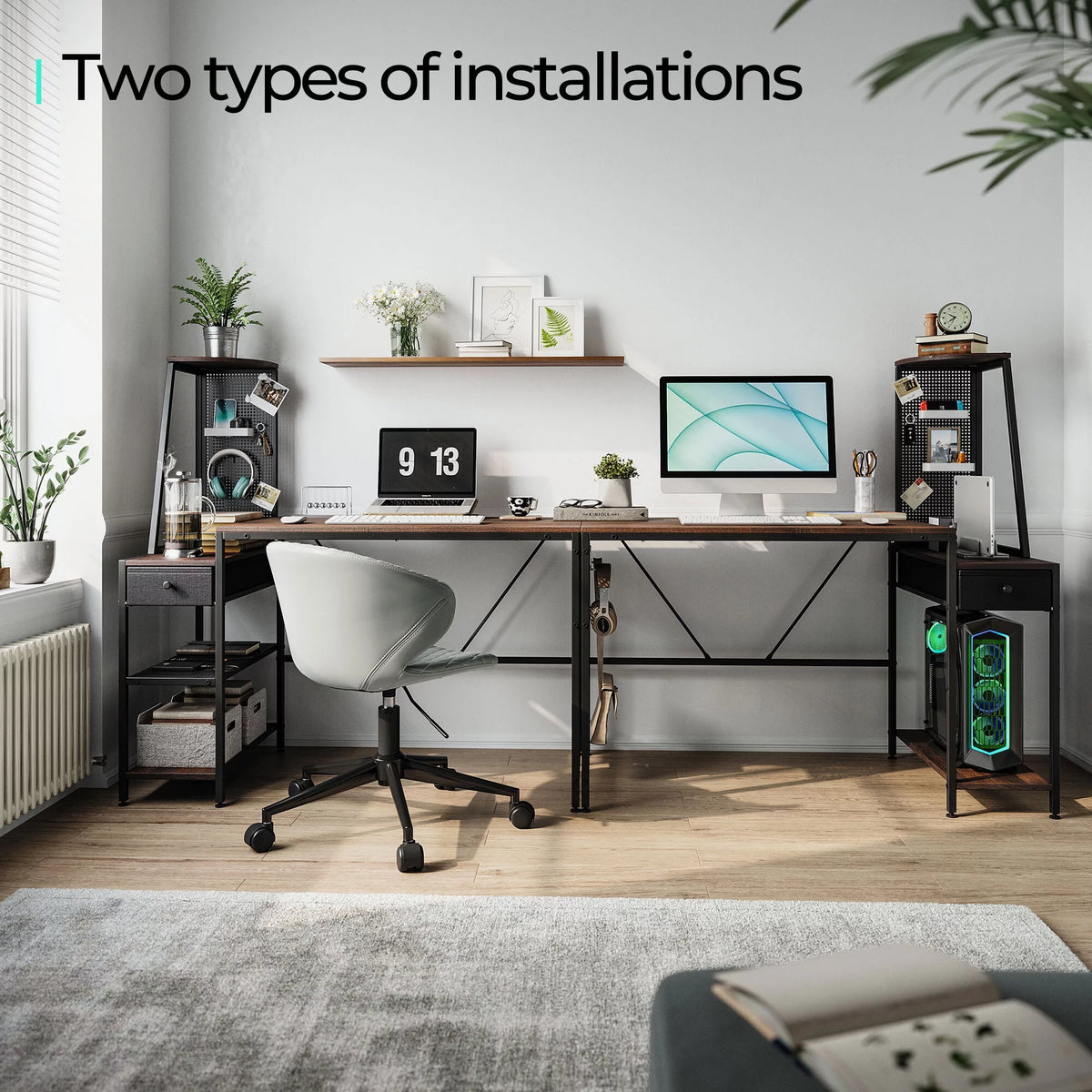 48 Inch Computer Desk with Shelves and Storage Drawer B896407
