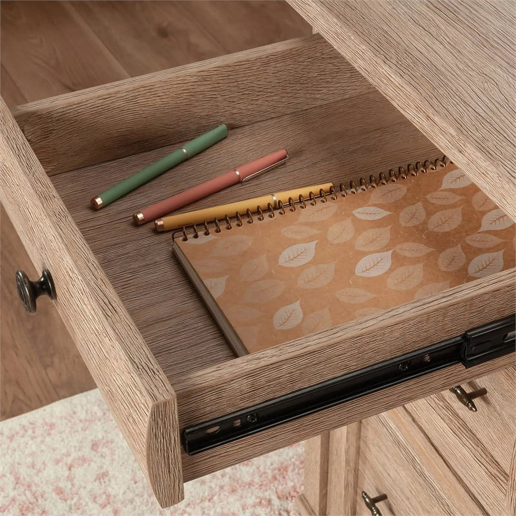 Contemporary Brushed Oak Pedestal Desk T3582