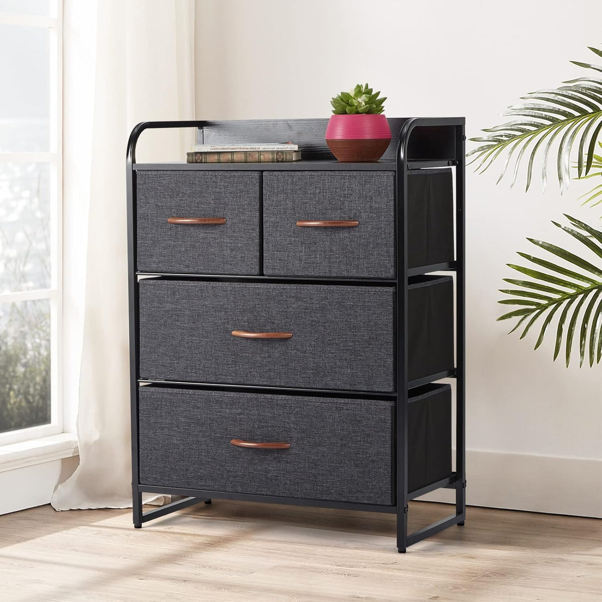 9 Drawer Dresser with Steel Frame and Wooden Top Y324330